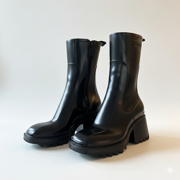 Chloe Shoes - Chloè Betty Black Rubber Rain Snow Boots ~ Size 8